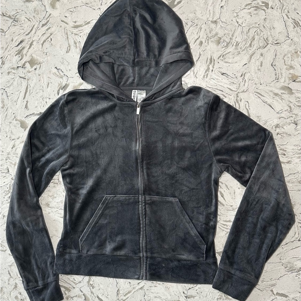 H&M Charcoal Velvet Zip-Up